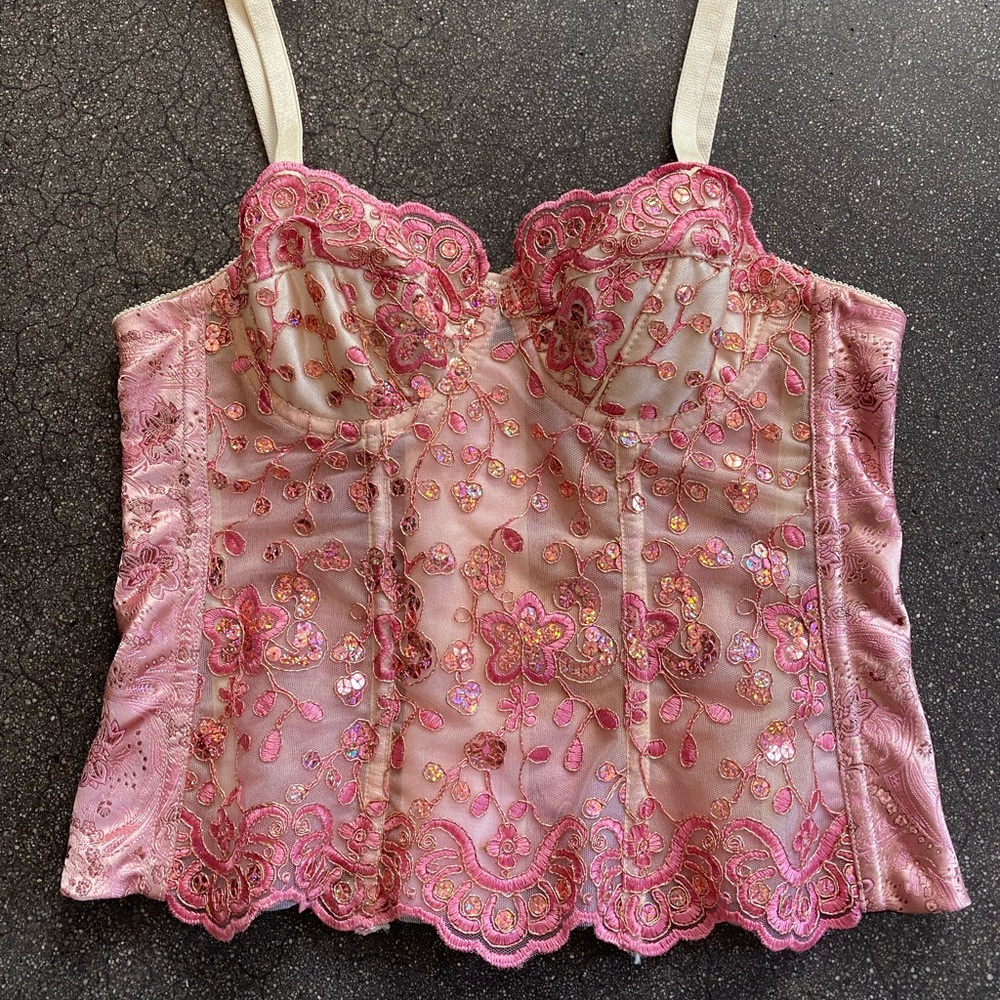 Pink sequin corset top